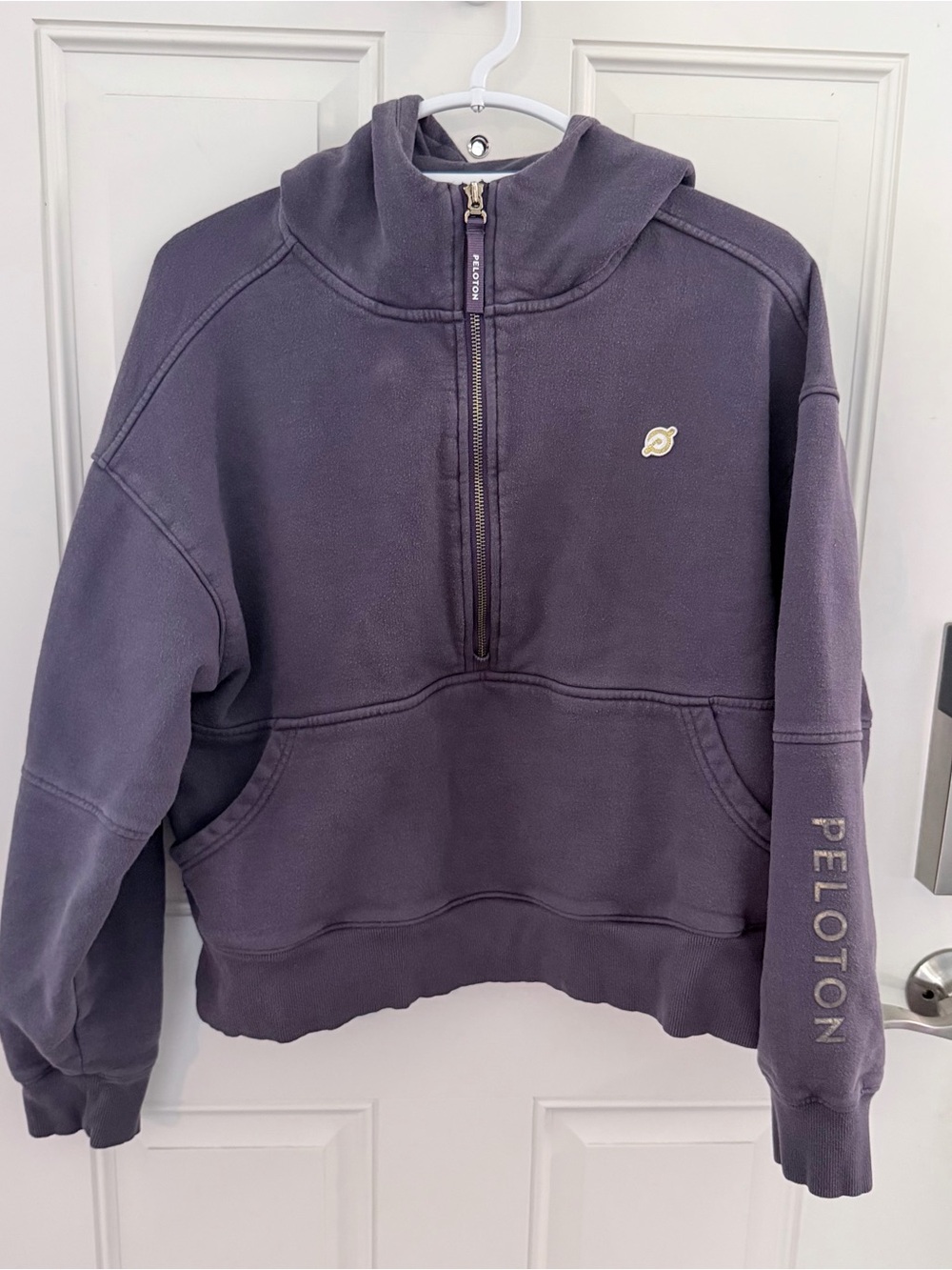 Peloton Half Zip Hoodie L | Purple Gold Logo